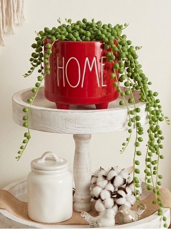 Rae Dunn Other - Rae Dunn HOME Bright Red Ceramic Footed Planter Farmhouse Boho Eclectic Decor